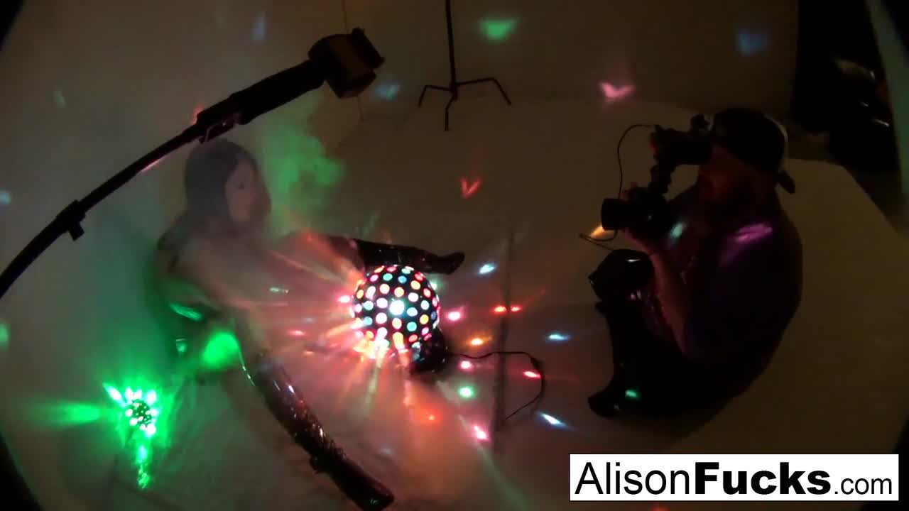 Sexy big boobed disco ball babe